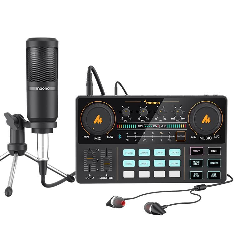 MAONOCASTER Lite Live Streaming Bundle: All-In-One Podcast Production Studio Comes with Digital Audio Interface+ Condenser Mi
