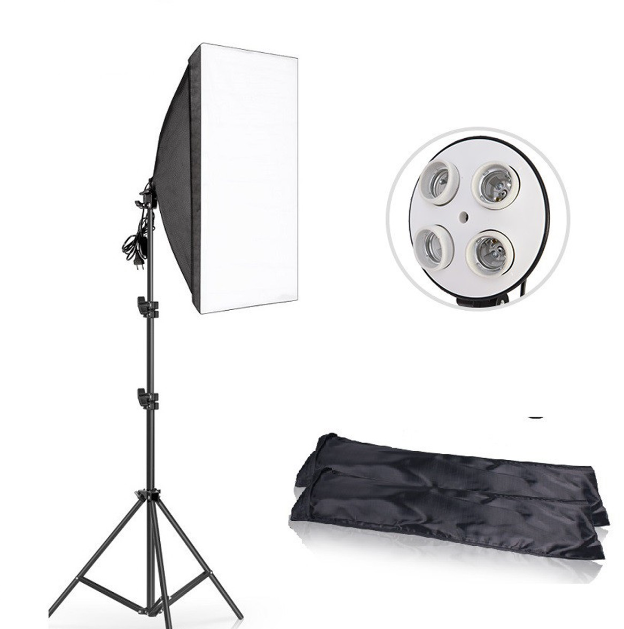 Premium Quality – Studio Softbox Light Kit with 4 -in 1 -e27 lamp holders with 50*70cm softbox and stand – Signifying Quality