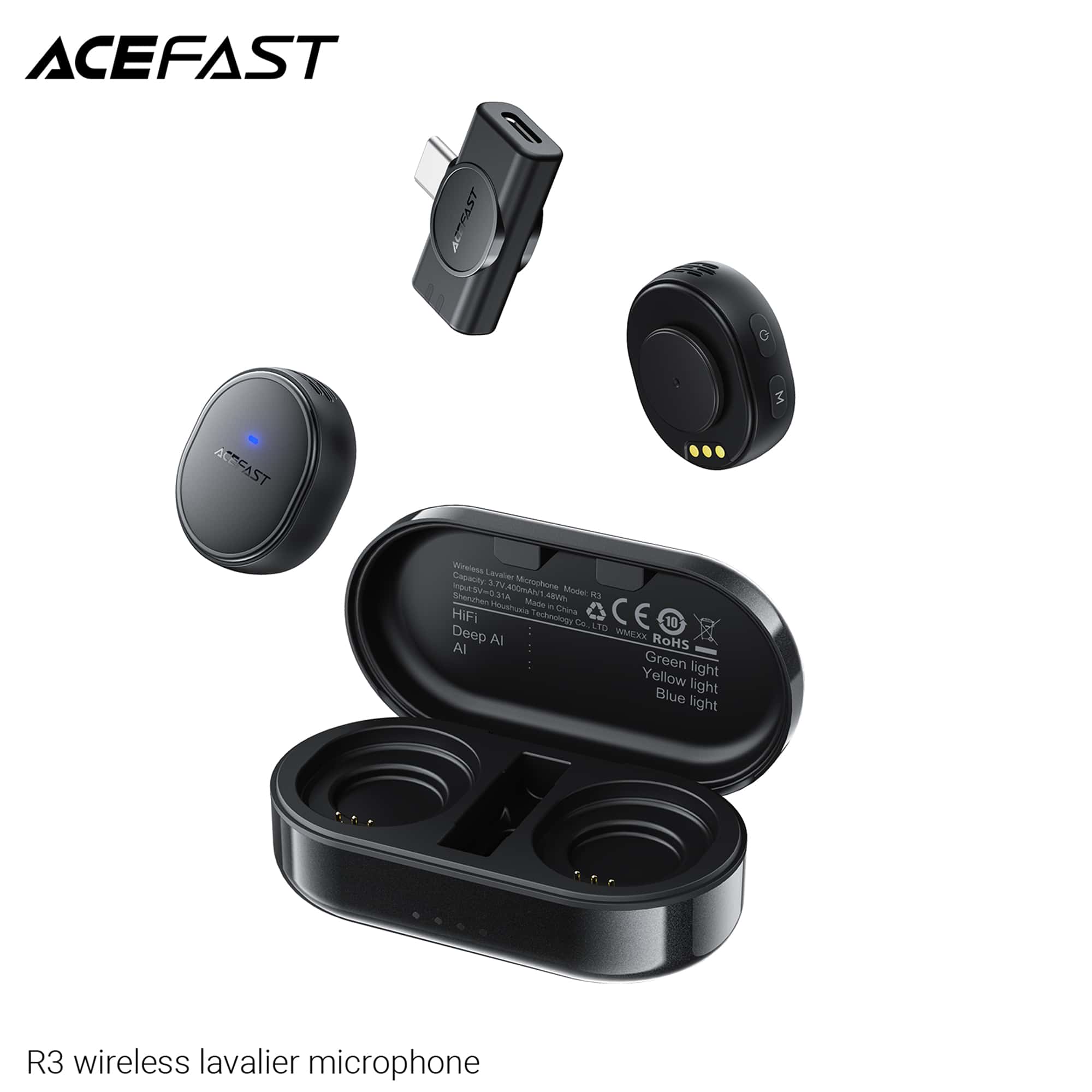 ACEFAST R3 wireless lavalier microphone AI Noise Reduction